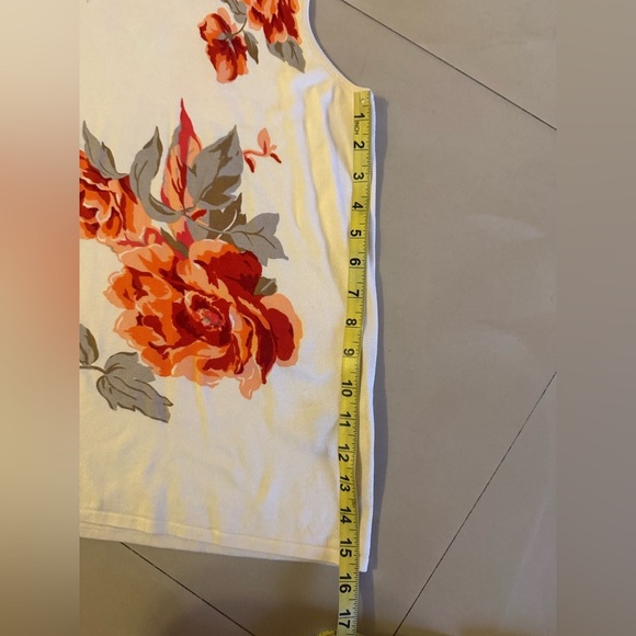 2X August Silk Sweater Top Silk Blend Plus 2X Beige  Floral Colorful Knit Top - Picture 8 of 14
